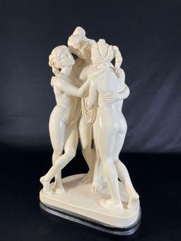 Antonio Canova Copy By A. Santini "The Three Graces," Statue In Cultured Marble, 17"h