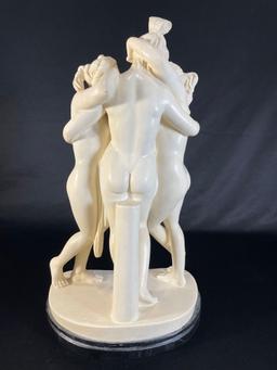 Antonio Canova Copy By A. Santini "The Three Graces," Statue In Cultured Marble, 17"h