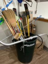 True Value Garbage Can & Assorted Cleaning Tools