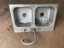 Double Well Stainless Steel Sink w/ Garbage Disposal