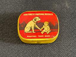 Vintage His Master's Voice Gramophone Advertising Tin Box w/ Needles