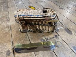 Vintage handmade wicker fishing creel basket