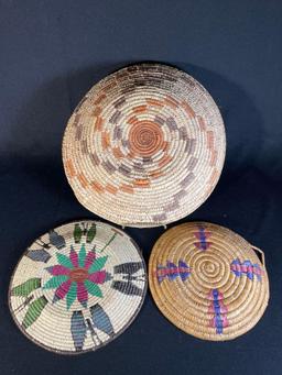(3) Handwoven Flatweeve Baskets