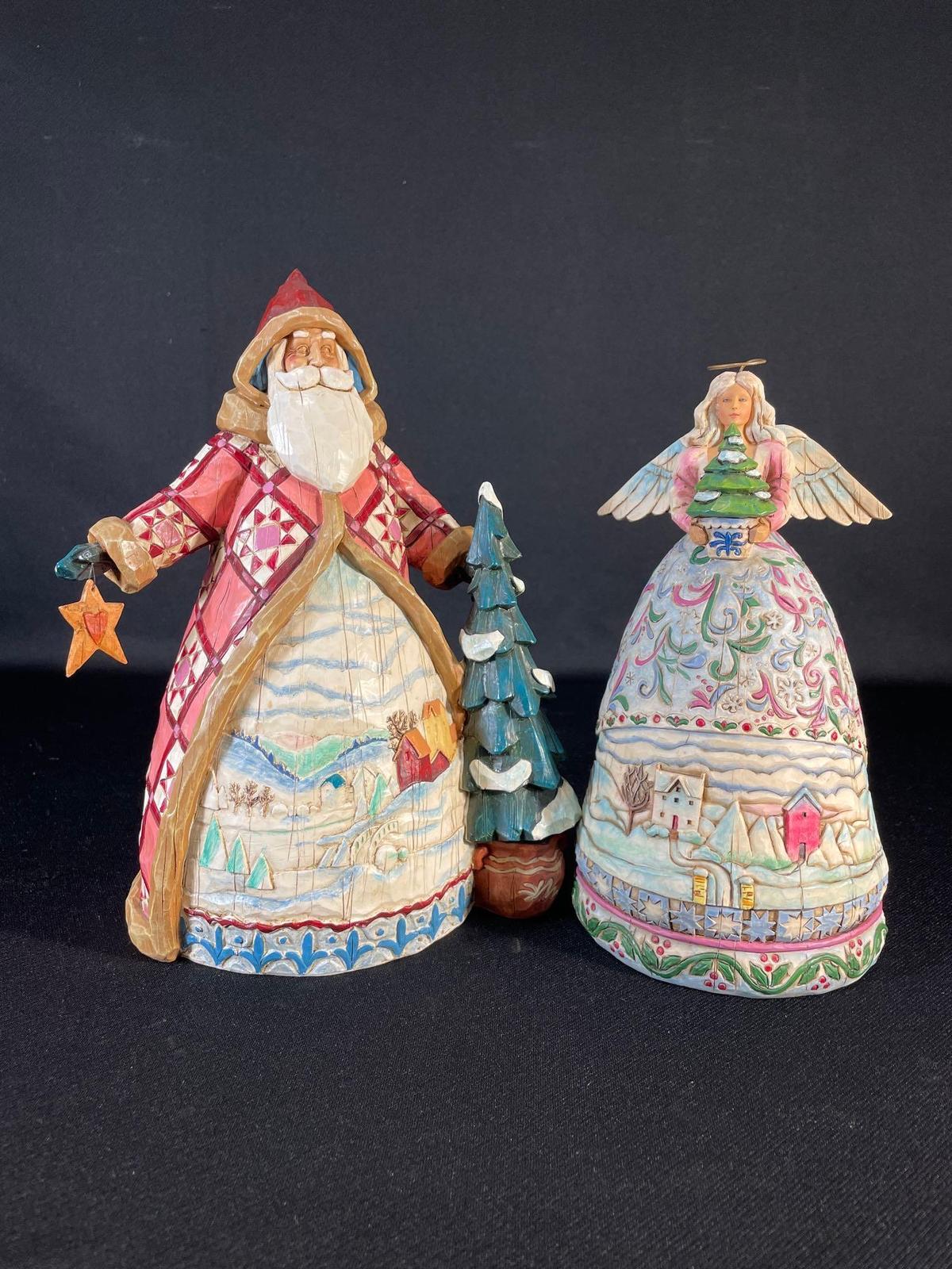 Jim Shore Heartwood Creek "Dashing Through The Snow," Father Christmas Figurine & Angel