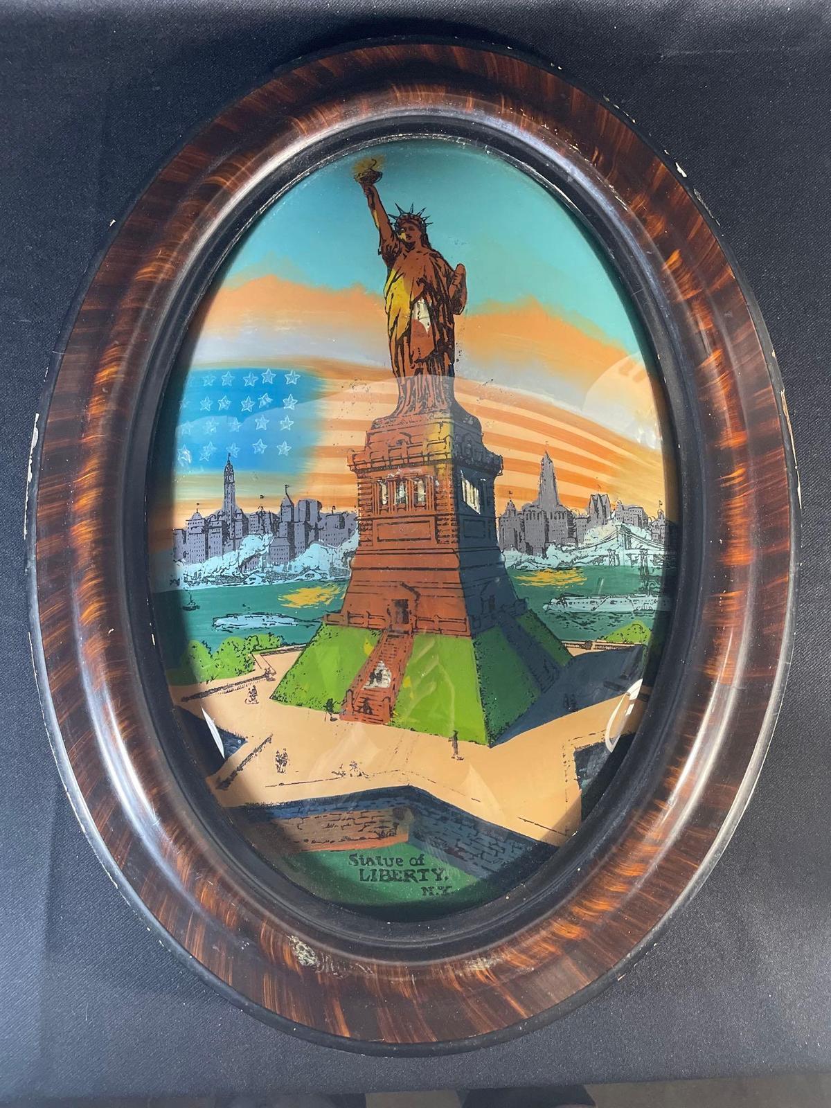 The statue of liberty N.Y. glass picture framed