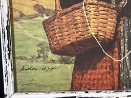 Albert Ankler's "Girl Knitting" signed & framed