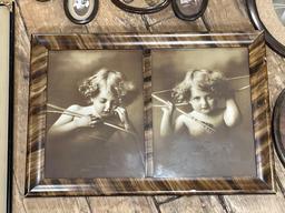 Assortment of (15) small & medium sized Vintage picture frames -see photo's-