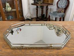 Vintage Octogan Dresser Mirror/Vanity Tray 13" W x 9" H
