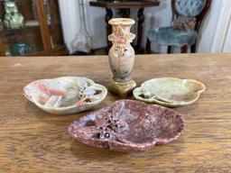 Soap Stone Flower Vase, Flower Dish, Ash Tray, & Flower Dish (4)