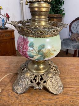 Brass & Ornate Painted Table Lamp