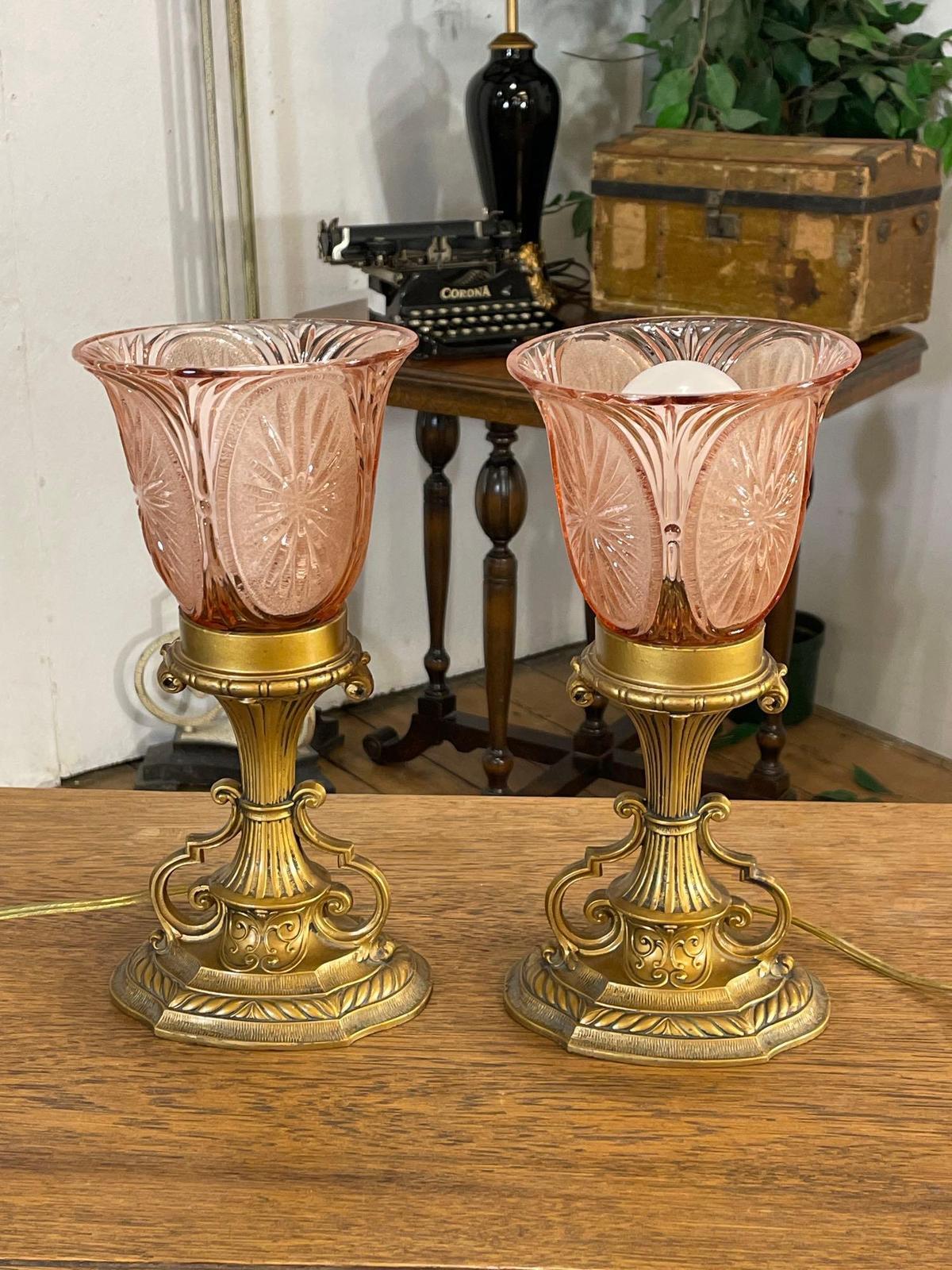 Pair Of Brass Table Lamps