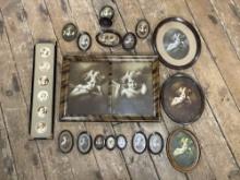 Assortment of (15) small & medium sized Vintage picture frames -see photo's-