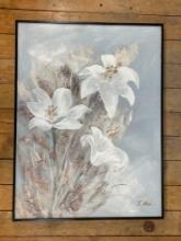 J. Allen, White Lilles, Oil Painting