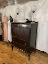 Federal Style Highboy Dresser w/ Cabriole Legs On Casters, Walnut