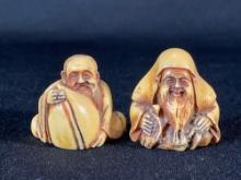 Pair Of Netsuke Monks