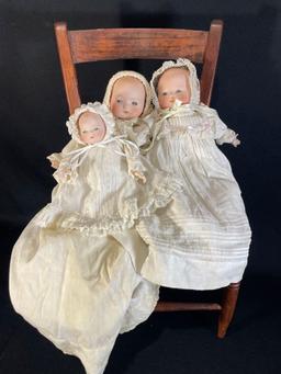 (3) antique bisque head baby dolls - see photo-