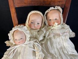 (3) antique bisque head baby dolls - see photo-