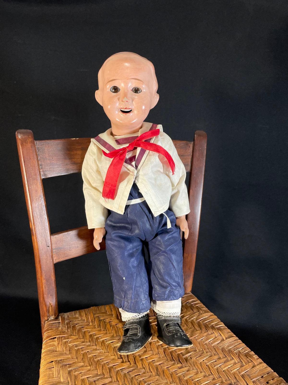 14" antique sailor doll