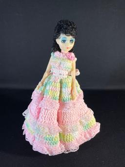 16" Sleep eyed doll w/ crocheted dress