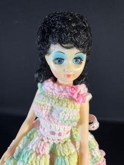 16" Sleep eyed doll w/ crocheted dress