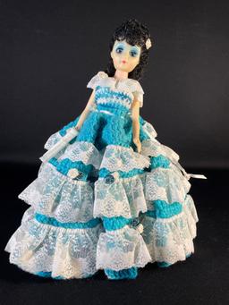 16" Sleep eyed doll w/ crocheted dress