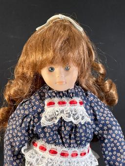 16" Porcelain "School Girl" doll w/ stand