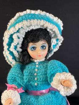 16" Sleep eyed doll w/ crocheted dress