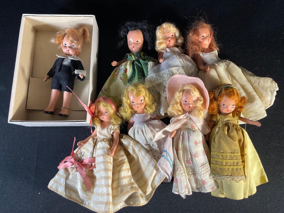Assortment of (8) antique Nancy Anne story book...bisque dolls