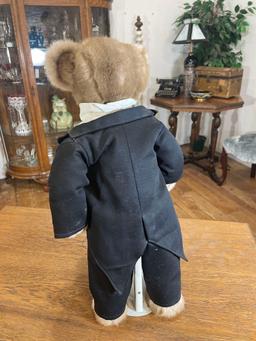 19" Steiff style teddy bear dressed in a tuxedo