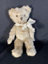 17" Steiff grey & silver stuffed bear w/ white scarf