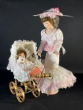 Paradise Galleries doll set w/ carriage & teddy bear