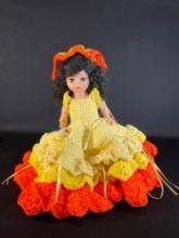 16" Sleep eyed doll w/ crocheted dress