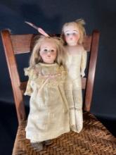 (2) 7" Sleep eye bisque dolls