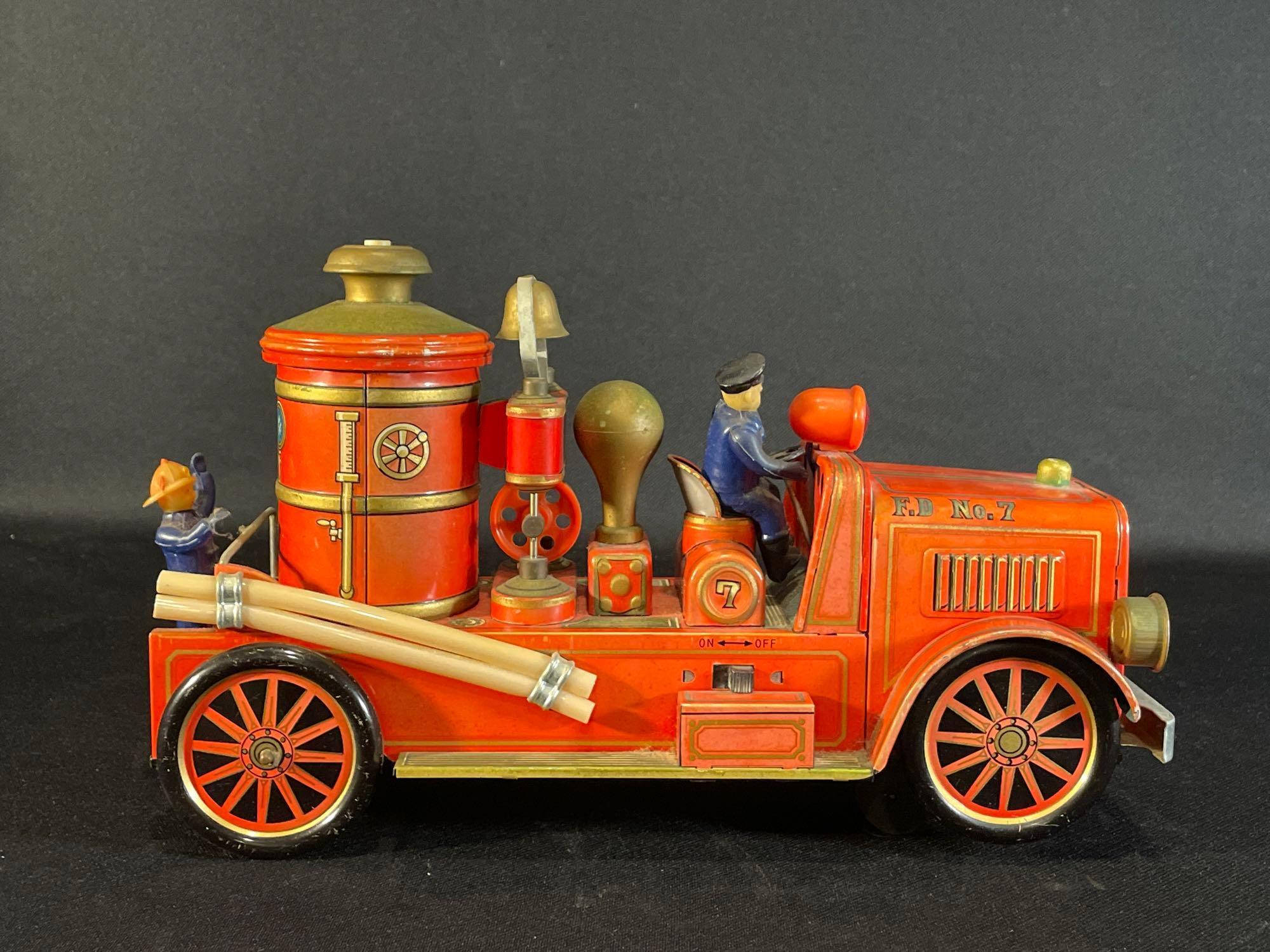 Modern Toys Japan, F.D No. 7 Tin Battery Operated Fire Truck