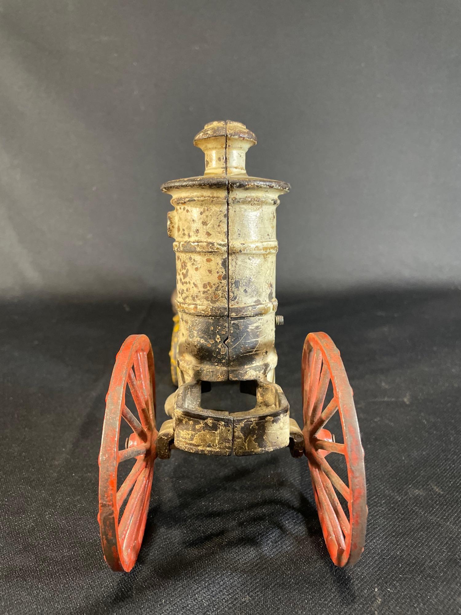 Vintage Cast Iron 3-Horse Drawn Steamer Fire Pumper Wagon