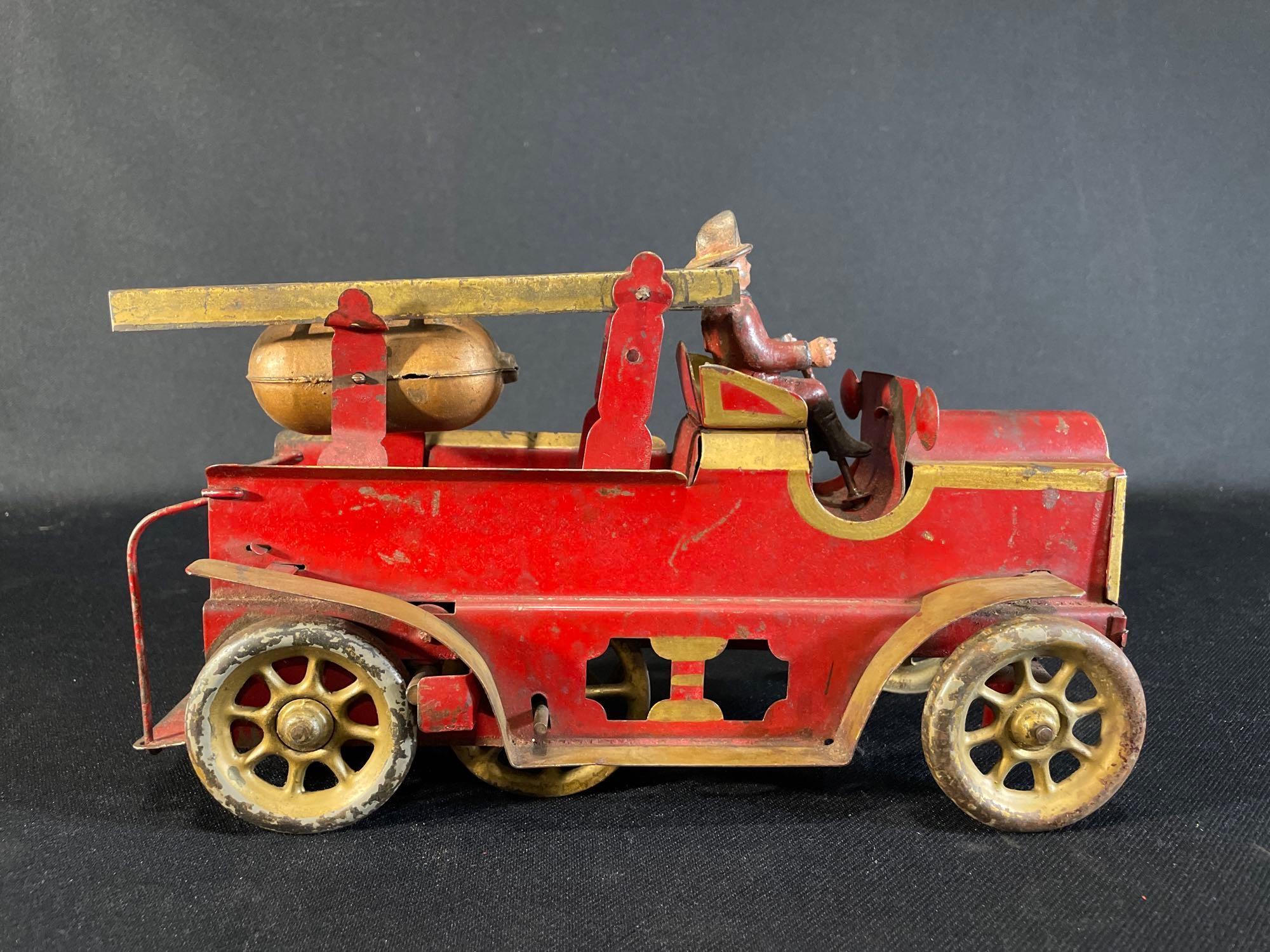 Antique pressed steel hill climber fire engine