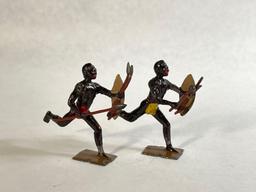 W. Britain "Africa's Savage Warriors Zulus," 7-Pc Lead Figurine Set w/ Original Box No. 147