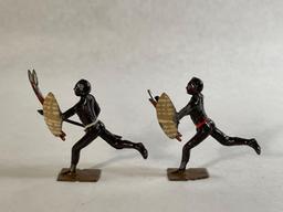 W. Britain "Africa's Savage Warriors Zulus," 7-Pc Lead Figurine Set w/ Original Box No. 147