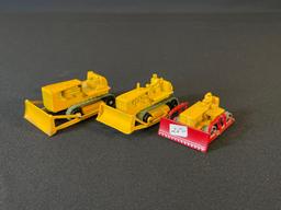 (3) Vintage Lesney miniature D-8 bulldozer tractors