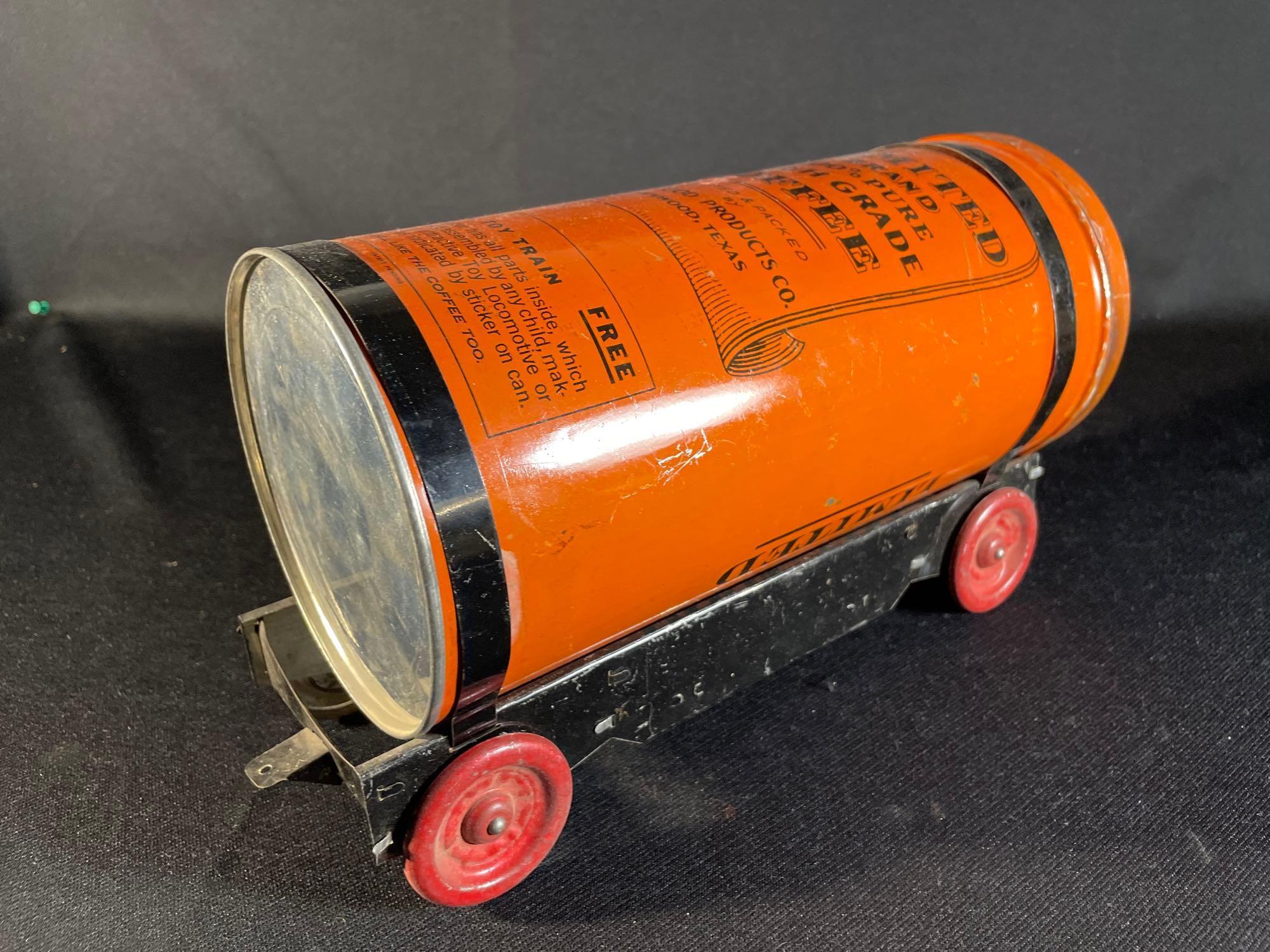 Antique Tasty Food Products CO. coffee tin train set
