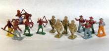 Lincoln Log "Cowboys & Indians," 13-Pc Lead Figurines