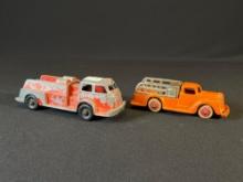 Vintage Hubley fire engine & Hubley stake bed truck