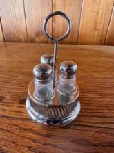 Triple Glass Salt and Pepper with stand
