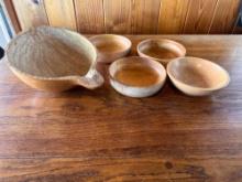 Vintage Wood Bowl with Wood spoon