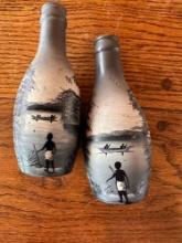 Set of 2 Painted Mini Bottles