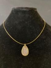 14K Gold Necklace with Drusey Pendant