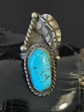 Antique Sterling Silver and Turquoise Ring