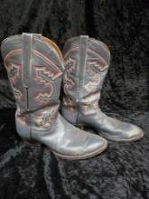 Men's grey leather boots, size 10-1/2 - 11 (?), showing some wear