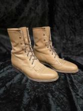 Men's Justin Western lace-up boots. Tan Size 12D