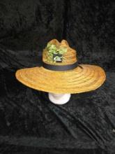 Straw sun hat Quicksilve brand, with stampede string